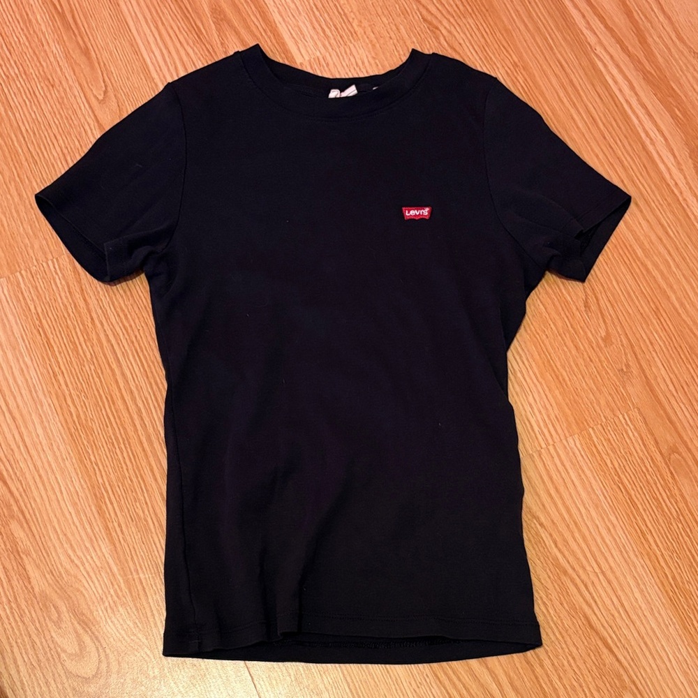 Levi's Black Tee with Red Logo Accent